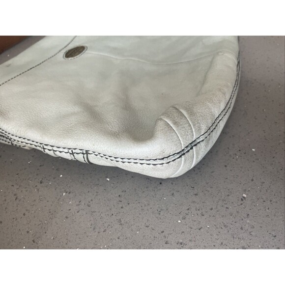 FOSSIL Explorer Flap Foldover Hobo Light blue Leather Slouch Shoulder Bag - Picture 6 of 16